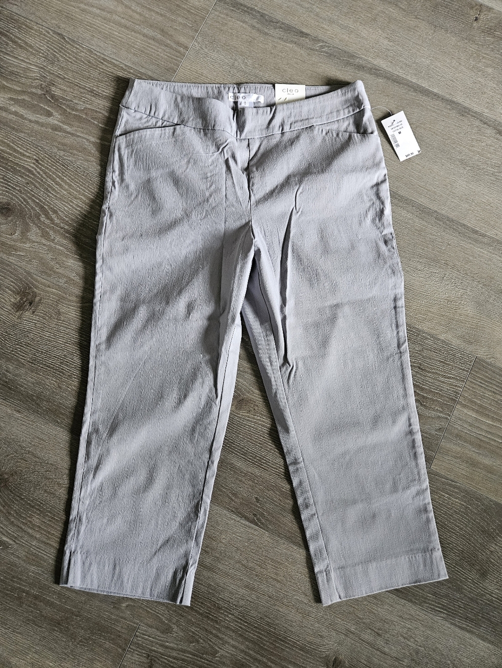 cleo Gray Cropped Straight-Leg Pants